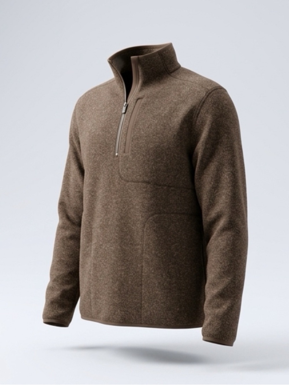 Figs Womens Brown Zip-Up Quarterneck Sweater